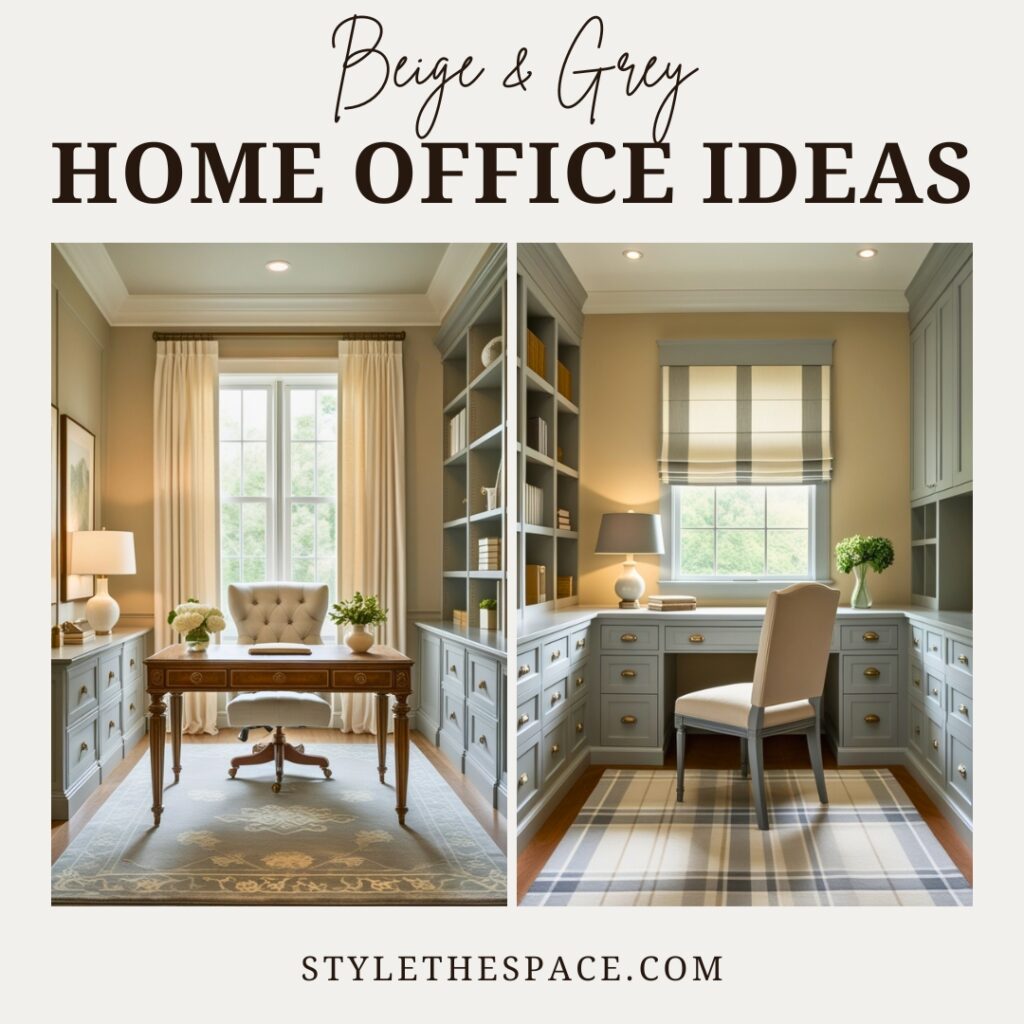 BEIGE AND GREY HOME OFFICE IDEAS