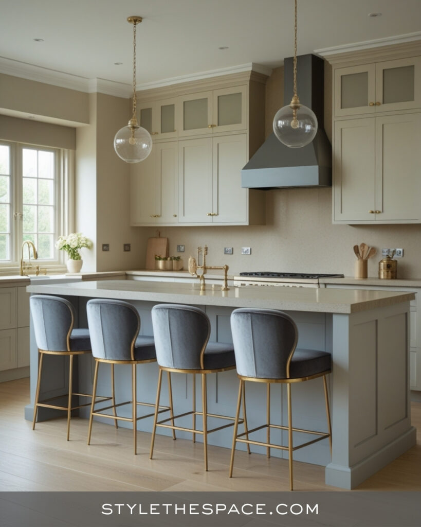 Elegant Beige and Grey Island Kitchen