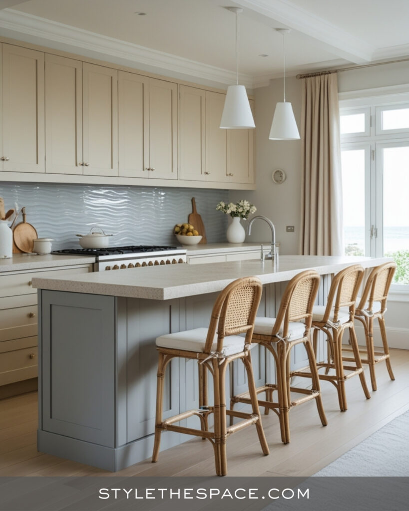Soft Beige and Grey Coastal Kitchen