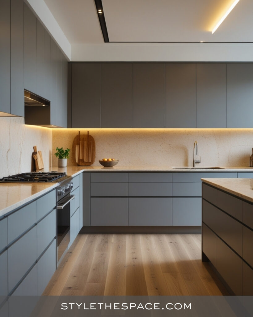 Modern Beige and Grey Minimalist Kitchen