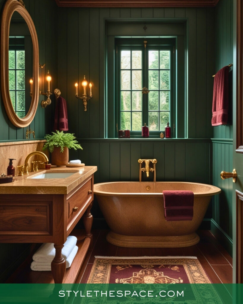 Classic Dark Green Bathroom With Timeless Elegance
