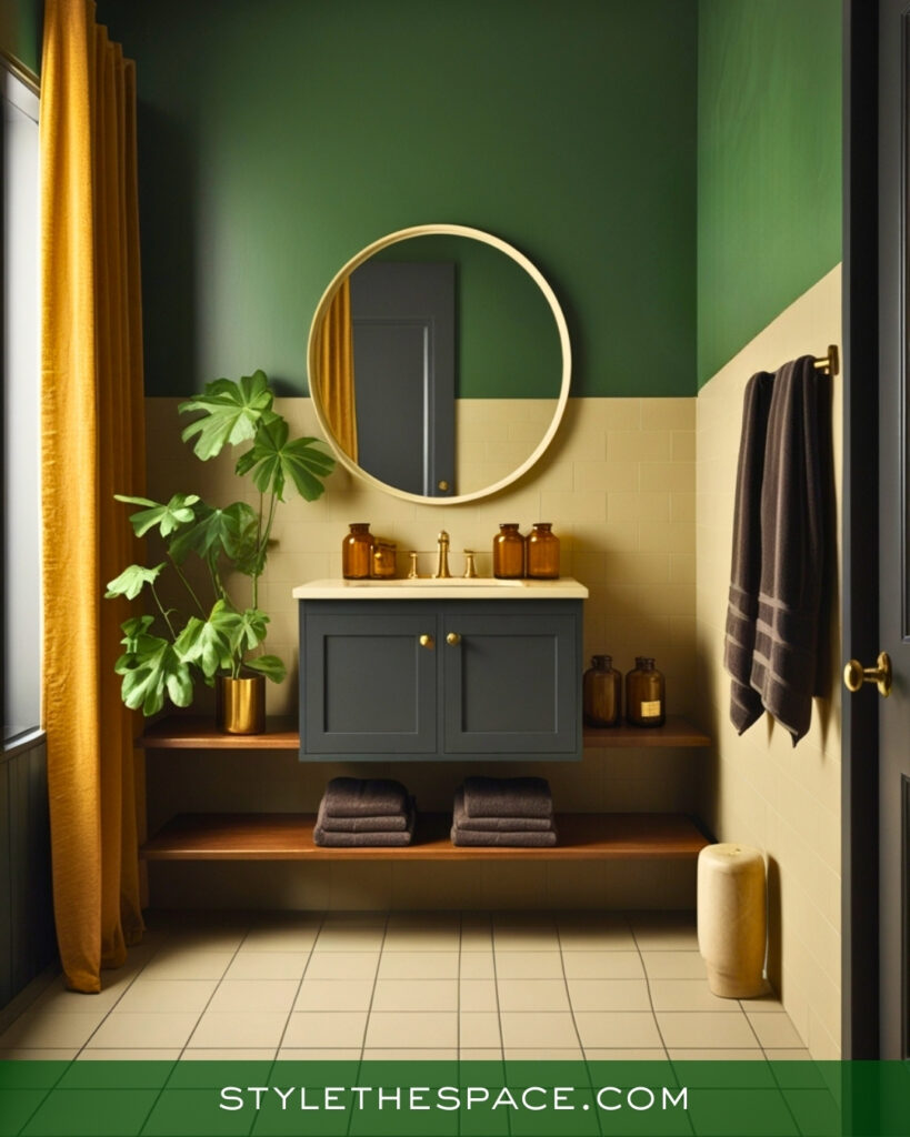 Modern Green Bathroom With Warm Neutrals