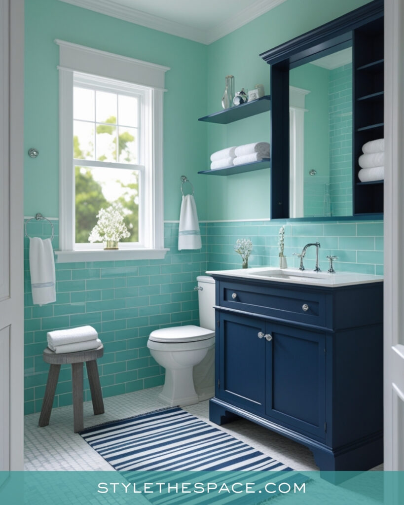 Light Green Bathroom With Coastal Charm