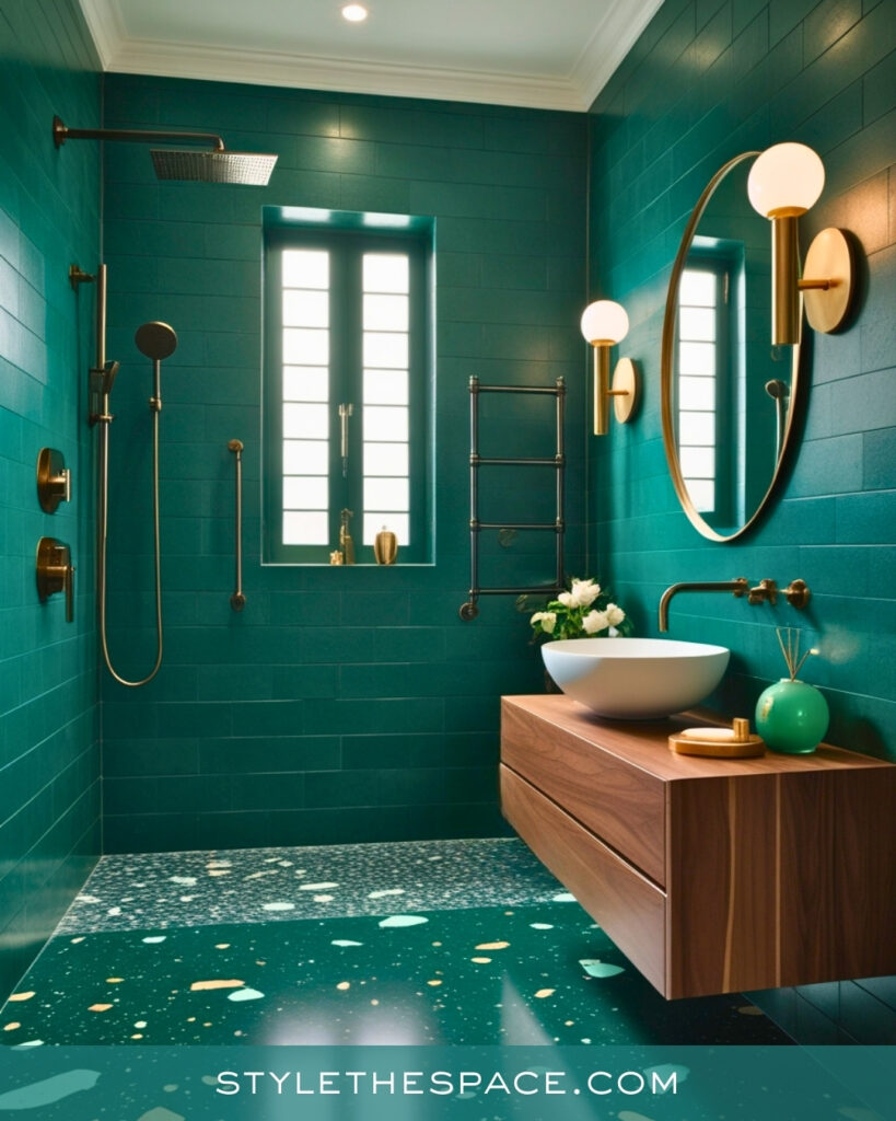 Teal Green Bathroom With Sleek Modern Style