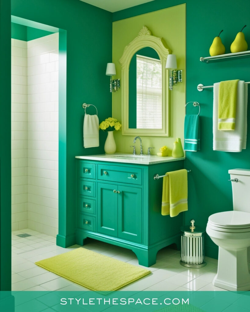 Vibrant Green Bathroom With Fresh Retro Style