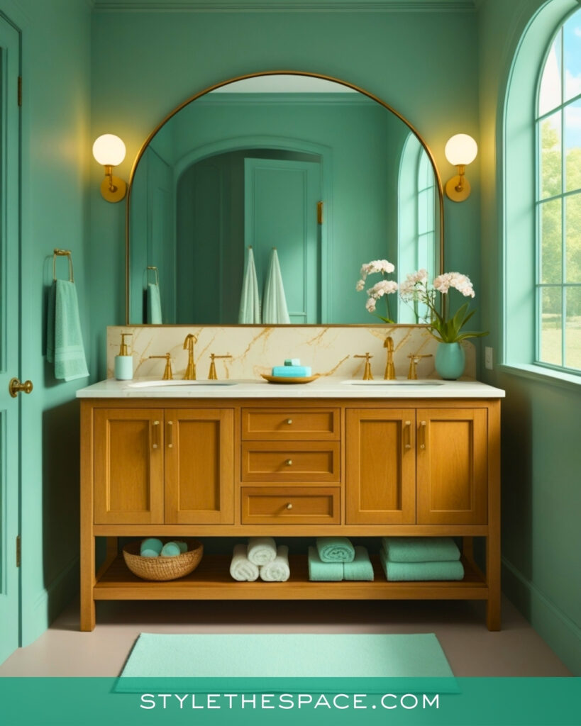 Soft Green Bathroom With Classic Warmth