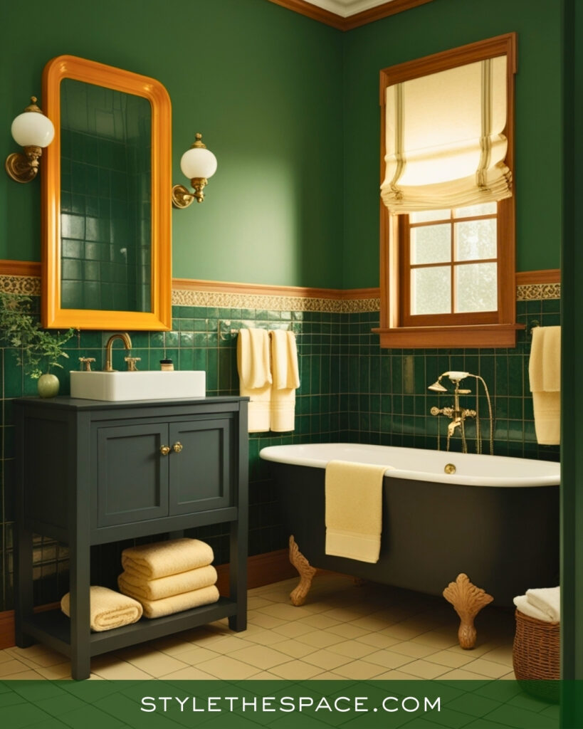 Classic Green Bathroom With Vintage Charm