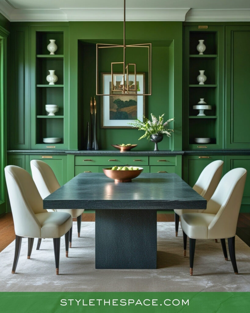 Classic Green Dining Room with Tailored Elegance