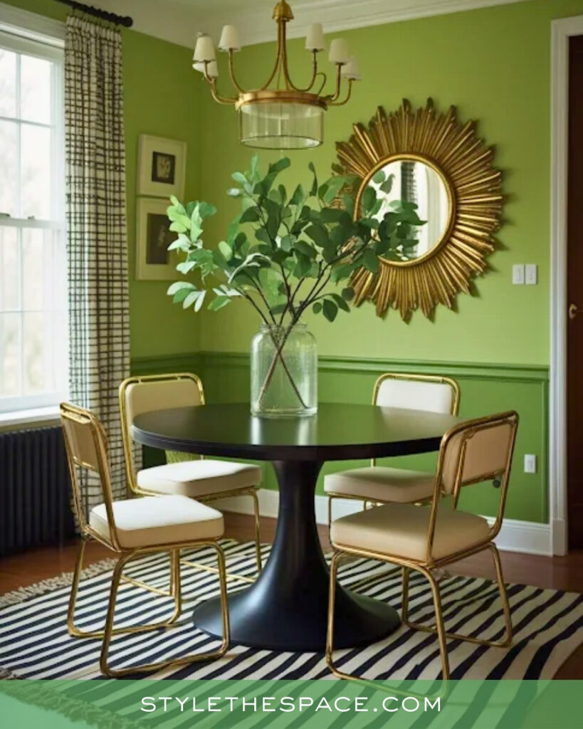 Fresh Green Dining Room with Modern Classic Charm