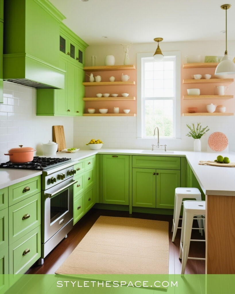 Fresh Green Kitchen with Soft Pastel Accents