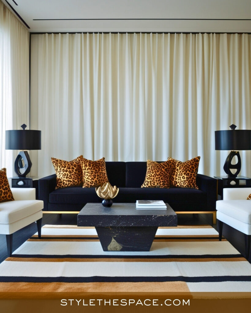 Leopard Print Living Room With Modern Contrast