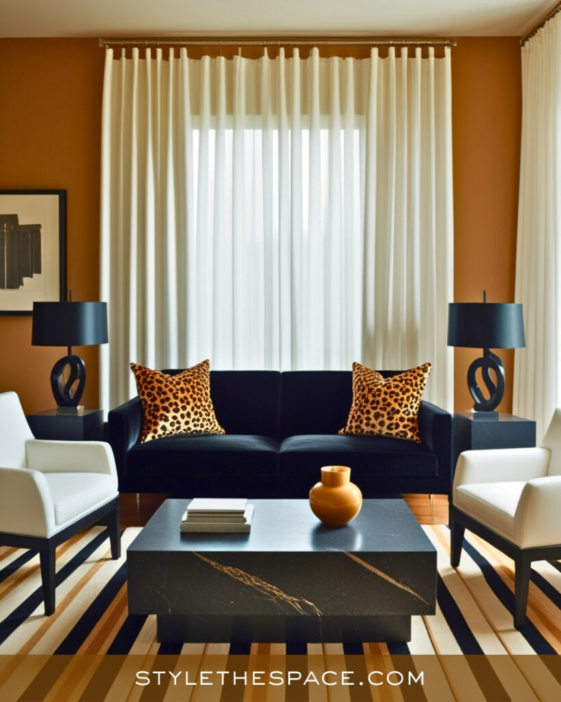 Leopard Print Living Room With Modern Contrast