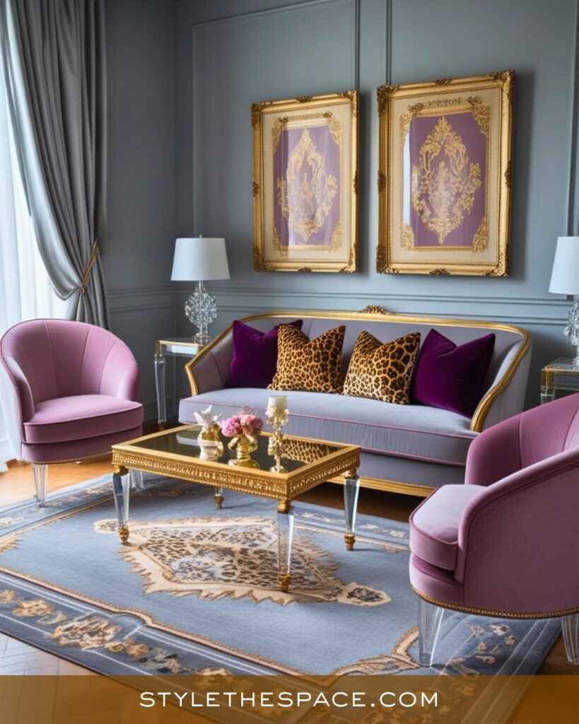 Leopard Print Living Room With Classic Glamour and Gold Details