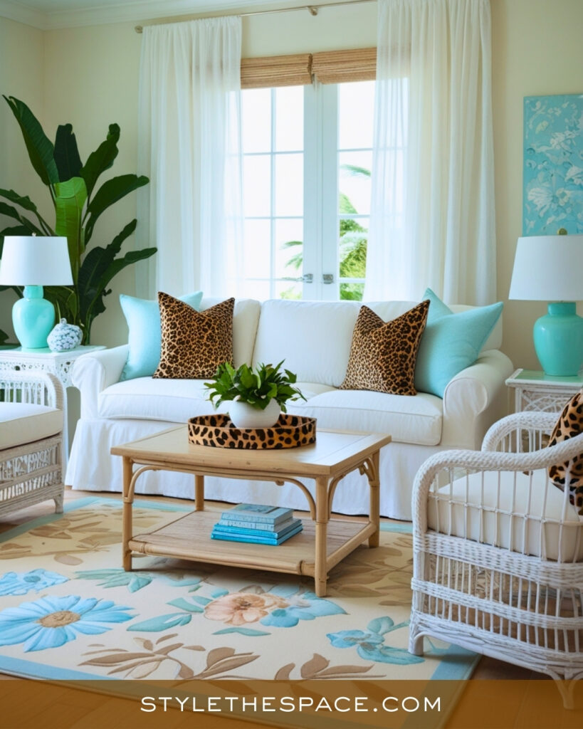 Leopard Print Living Room With Light Coastal Style