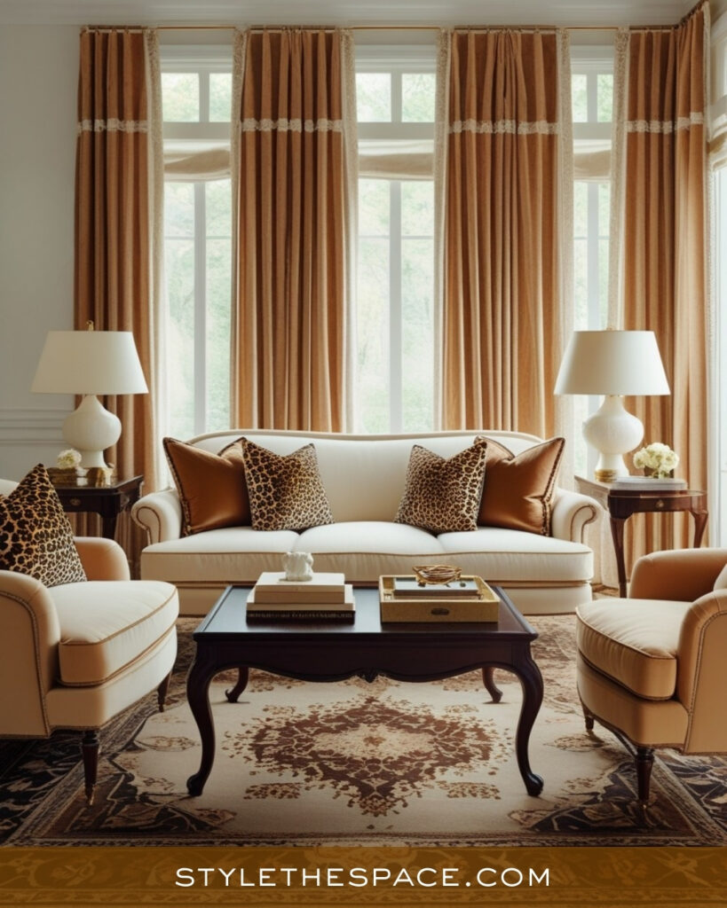 Leopard Print Living Room With Warm Neutrals and Classic Elegance