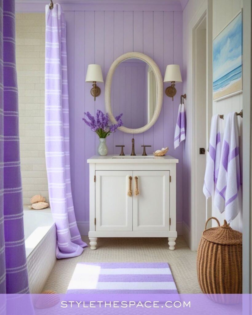 Soft Lavender Coastal Bathroom With Breezy, Relaxed Style