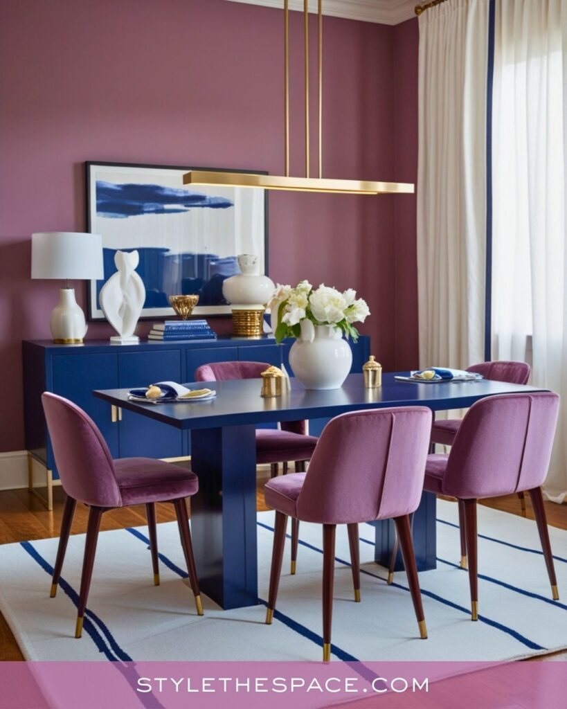 Chic Mauve and Navy Purple Dining Room Design