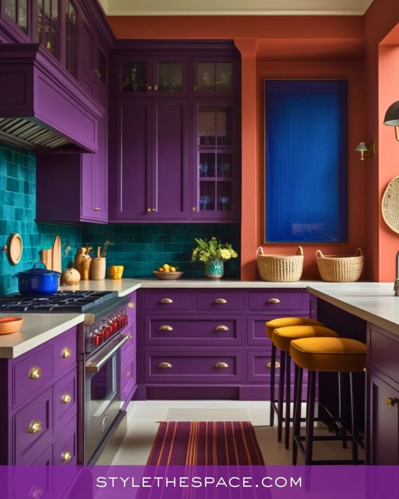 Bold Purple Kitchen With Rich Accent Colors