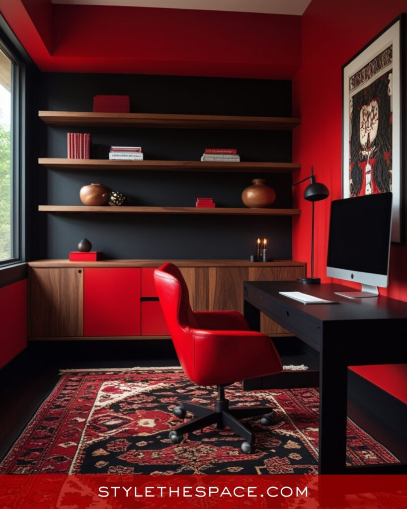 Modern Red and Black Home Office
