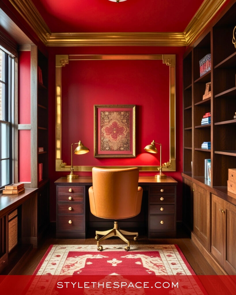 Luxury Red and Gold Home Office