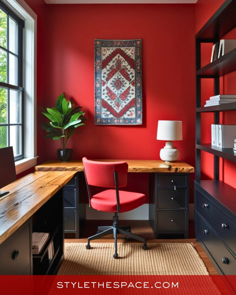 Modern Red and Black Home Office