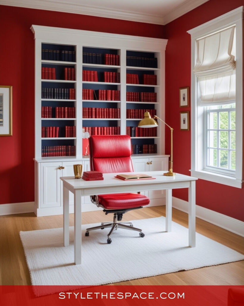 Classic Red and White Home Office