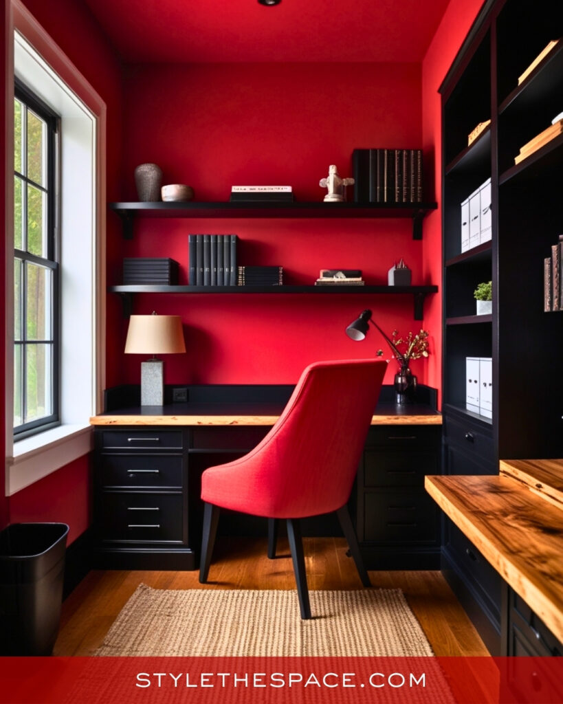 Moody Red and Black Home Office
