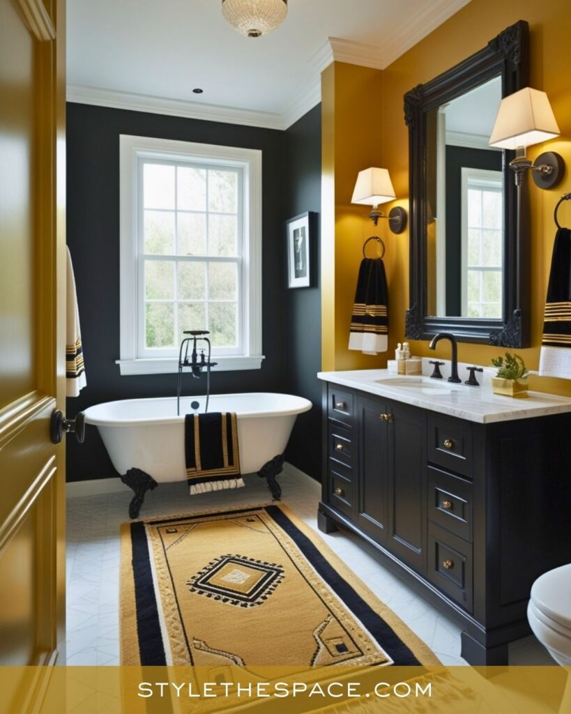 Bold Yellow and Black Bathroom Design