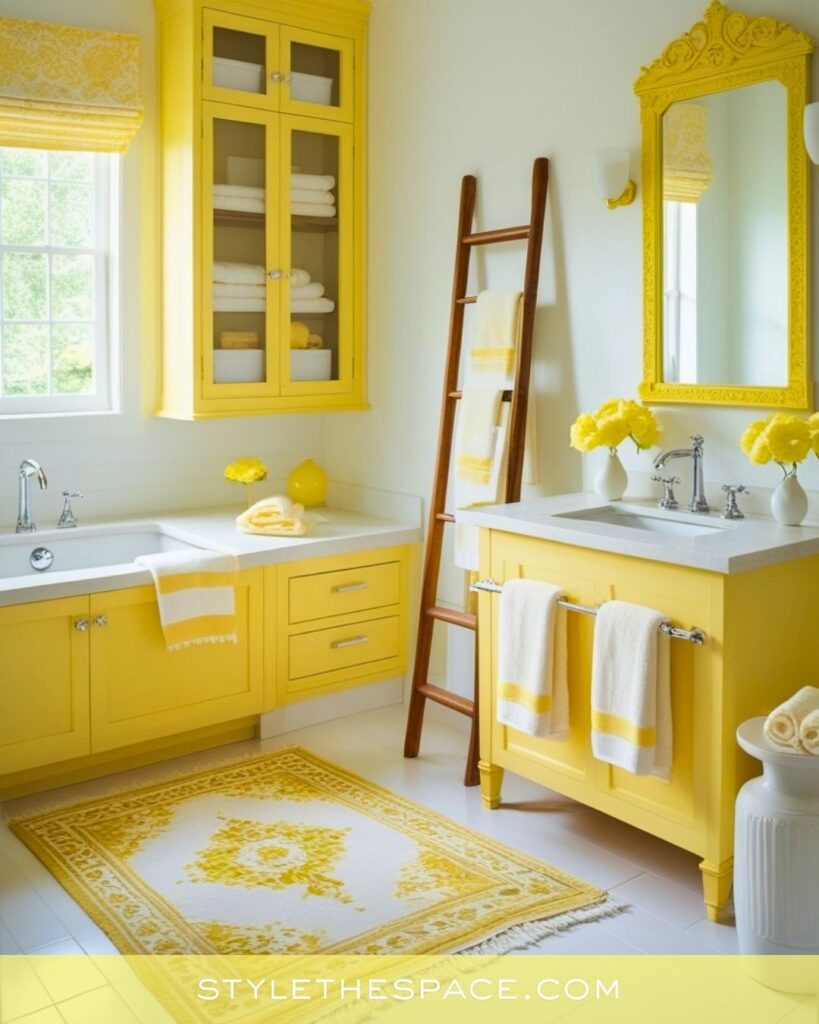  Soft Yellow Bathroom With Bright, Cheerful Details