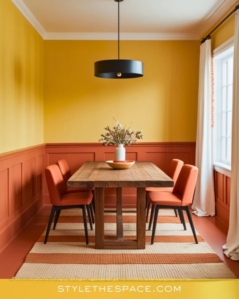 Warm Yellow Dining Room with Terracotta Accents