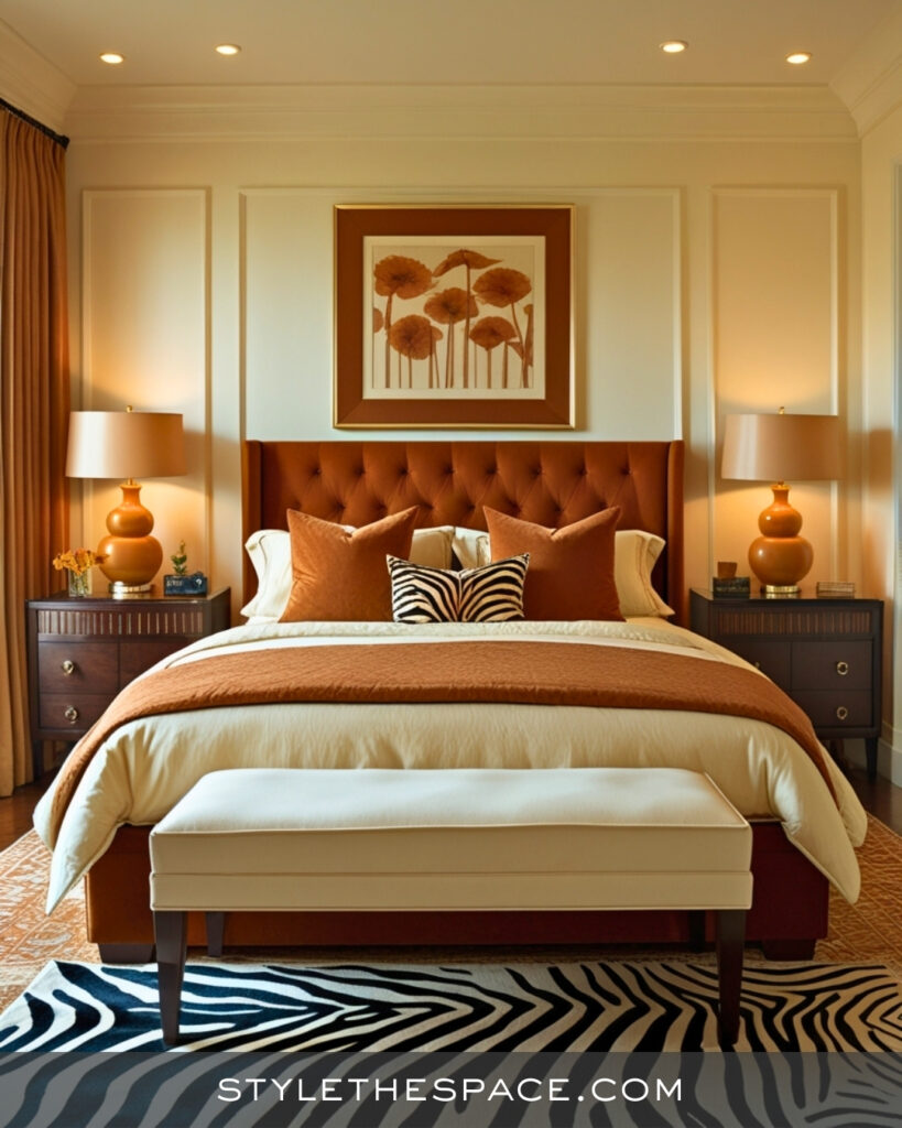 Zebra Print Bedroom With Warm Caramel Tones
