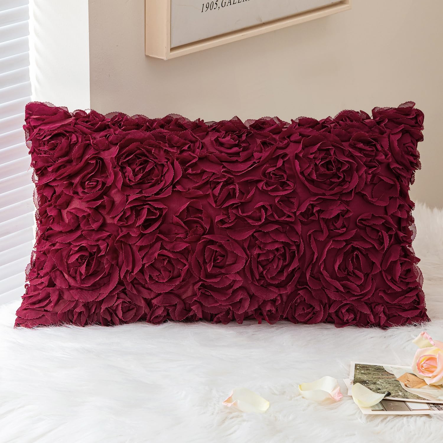 3D Rose Flower Pillow Cover Decorative