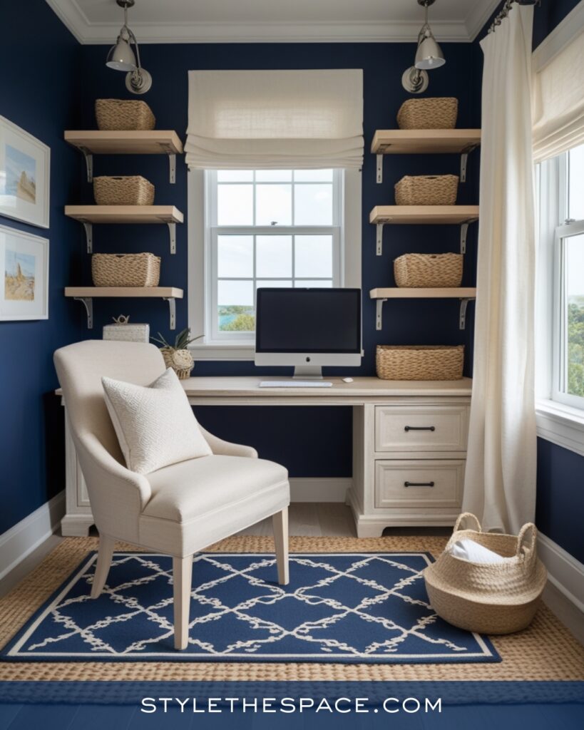 Light and Airy Navy Blue Home Office