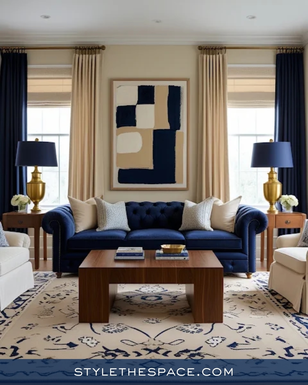 30 Stunning Navy Blue Living Room Ideas - Style The Space