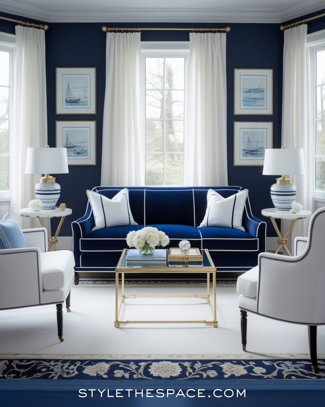 30 Stunning Navy Blue Living Room Ideas - Style The Space