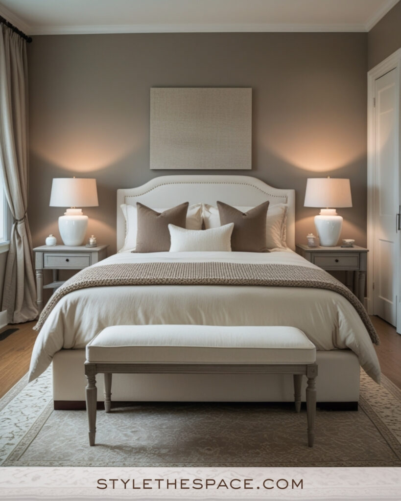 Ivory Bedroom with Warm Greige and Soft Taupe Accents
