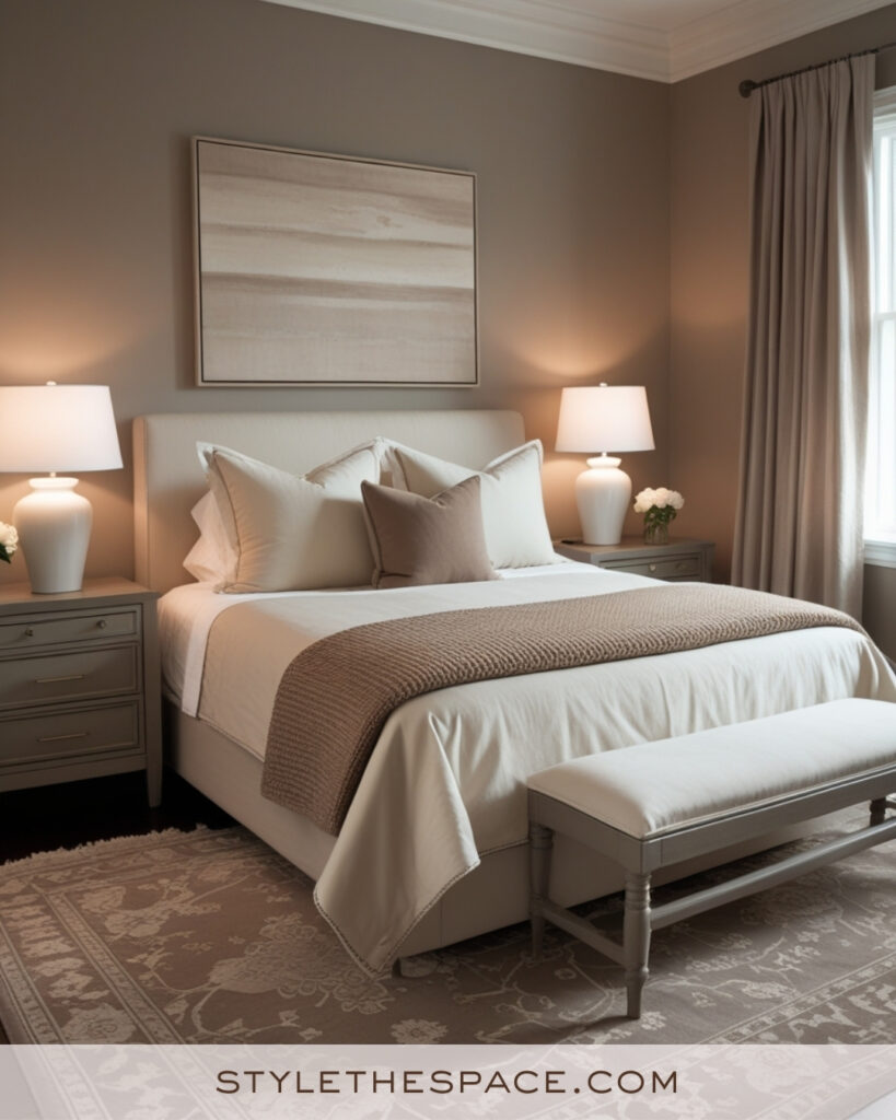 Ivory Bedroom with Warm Greige and Soft Taupe Accents