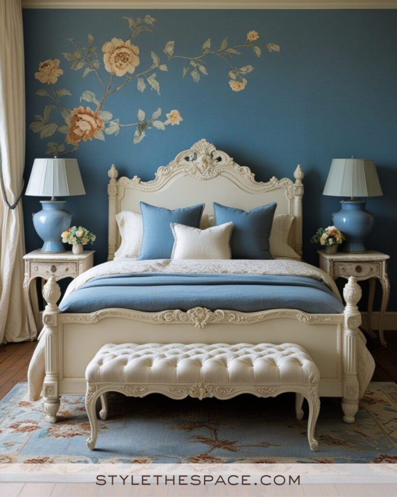 Ivory Bedroom with French Blue and Vintage Charm