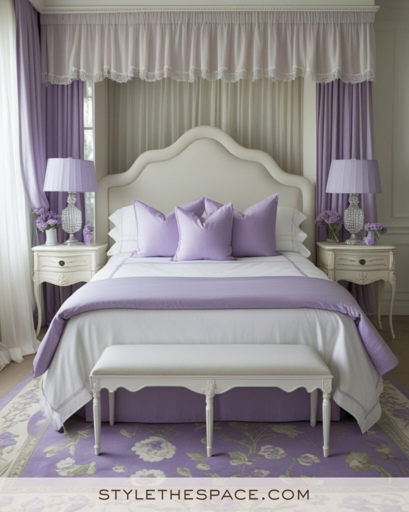 Ivory Bedroom with Soft Lavender and Romantic Details