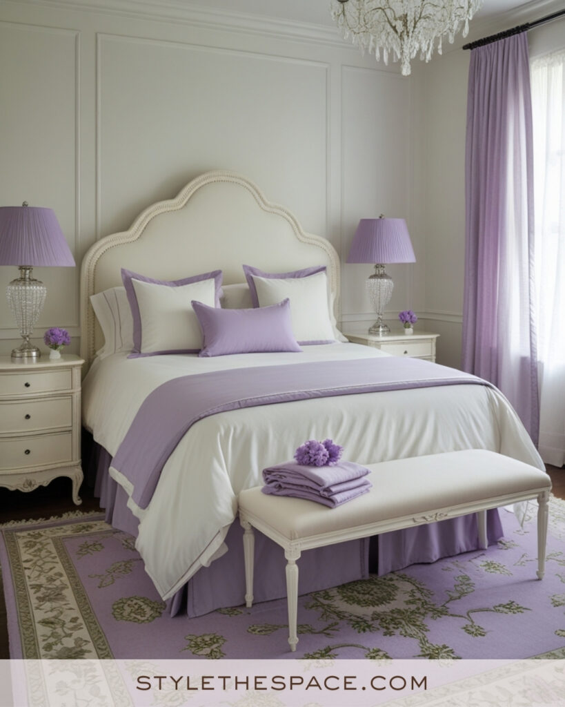 Ivory Bedroom with Soft Lavender and Romantic Details