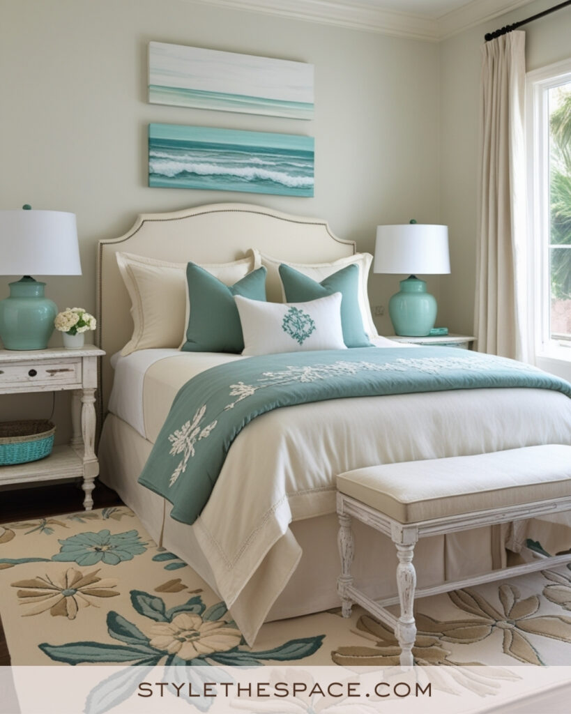Ivory Bedroom with Soft Aqua and Coastal Neutrals