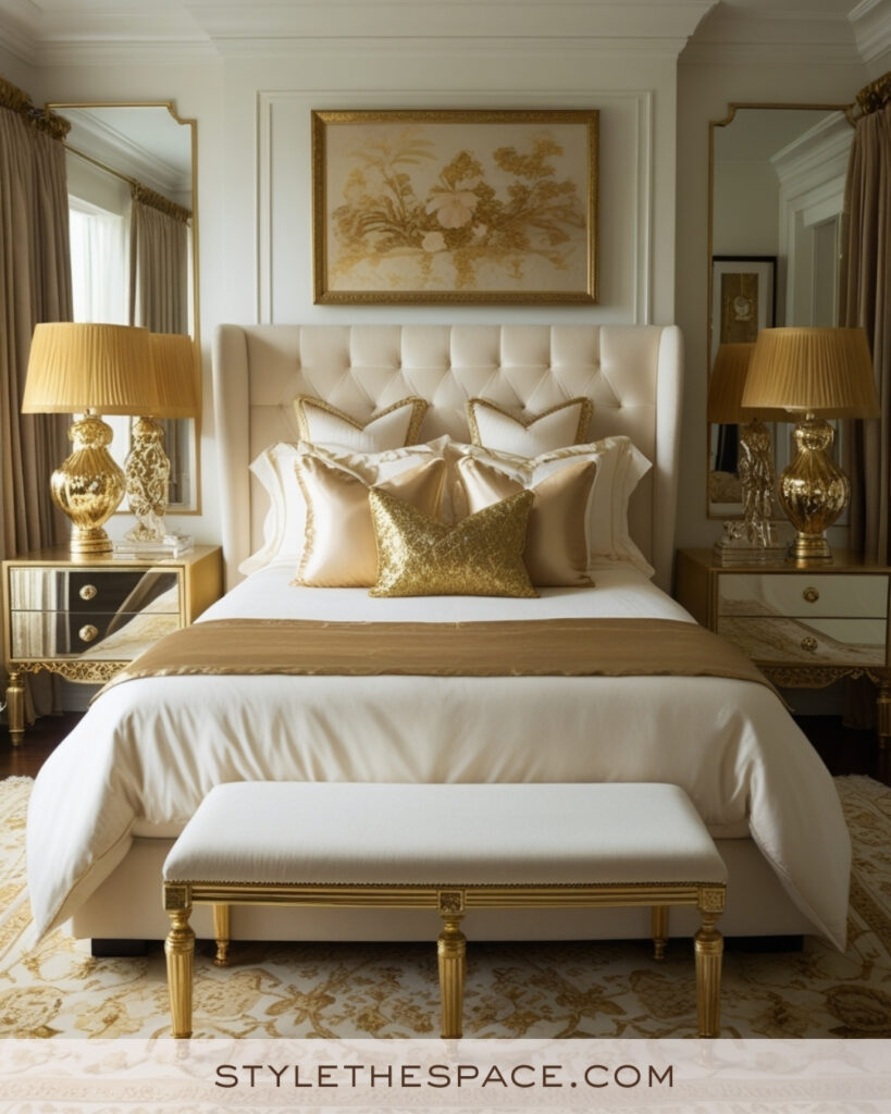 Ivory Bedroom with Gold Accents