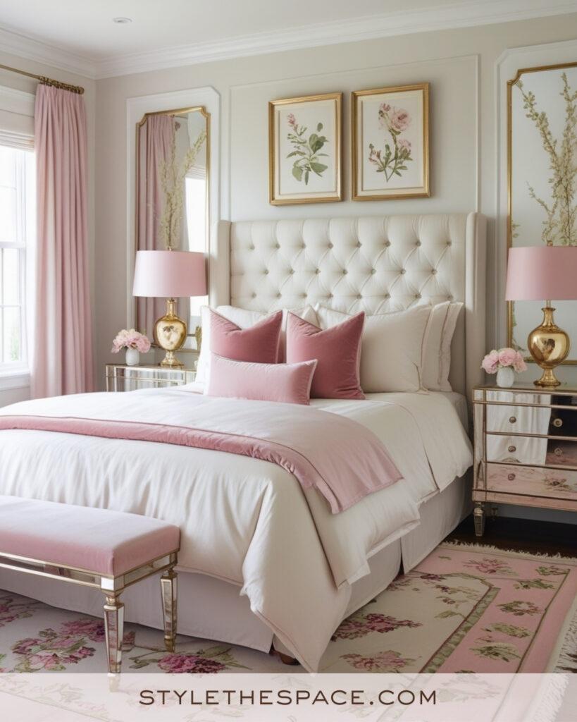 Ivory Bedroom with Blush Pink and Soft Gold Details