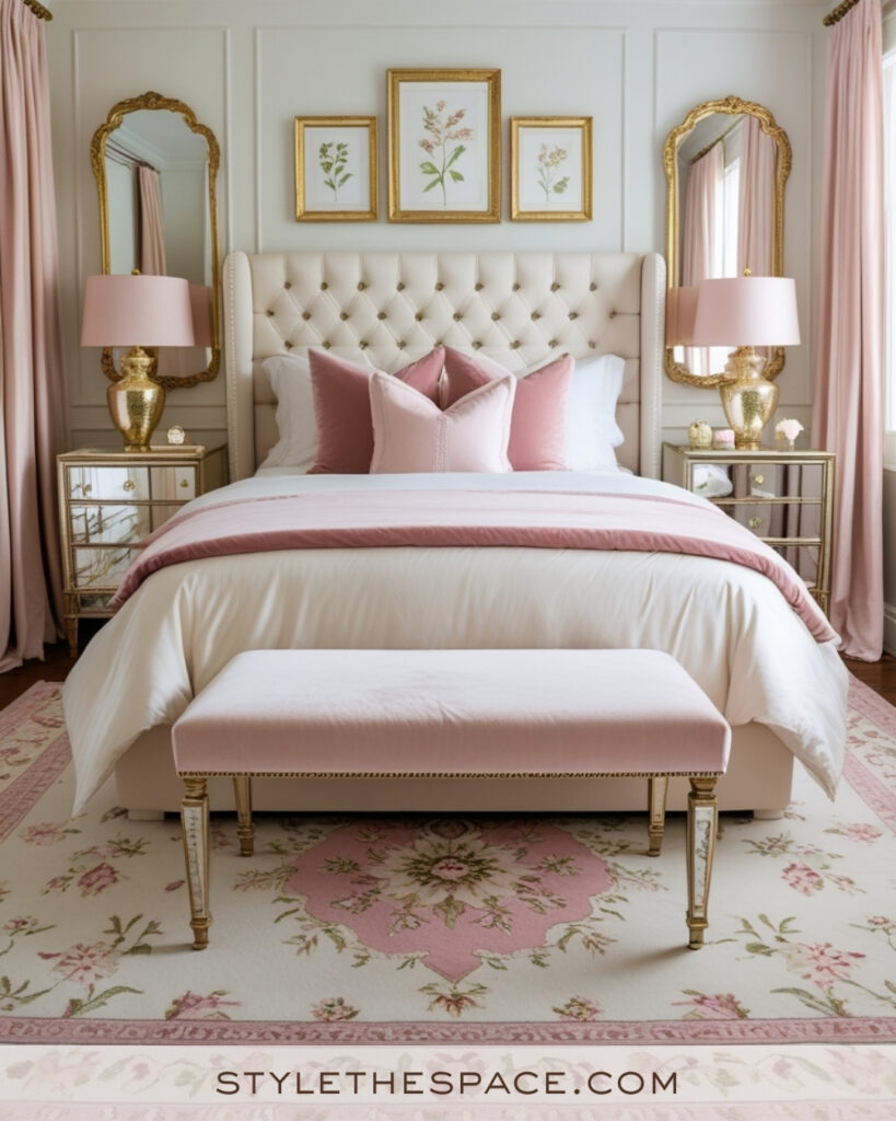 Ivory Bedroom with Blush Pink and Soft Gold Details