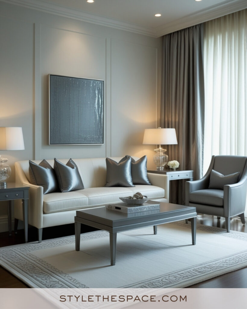 Modern Ivory Living Room with Gray Accents