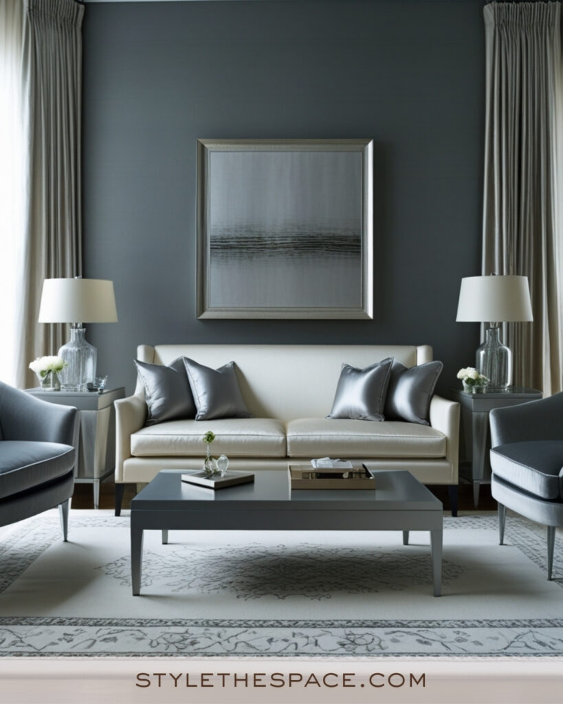 Modern Ivory Living Room with Gray Accents