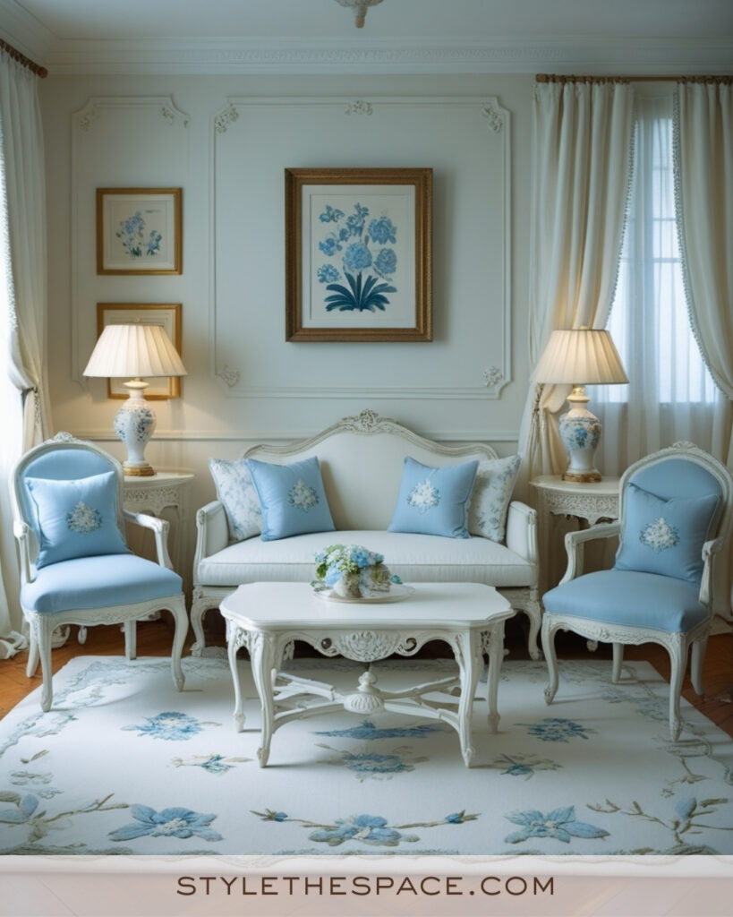 Ivory Living Room with Soft Powder Blue Accents