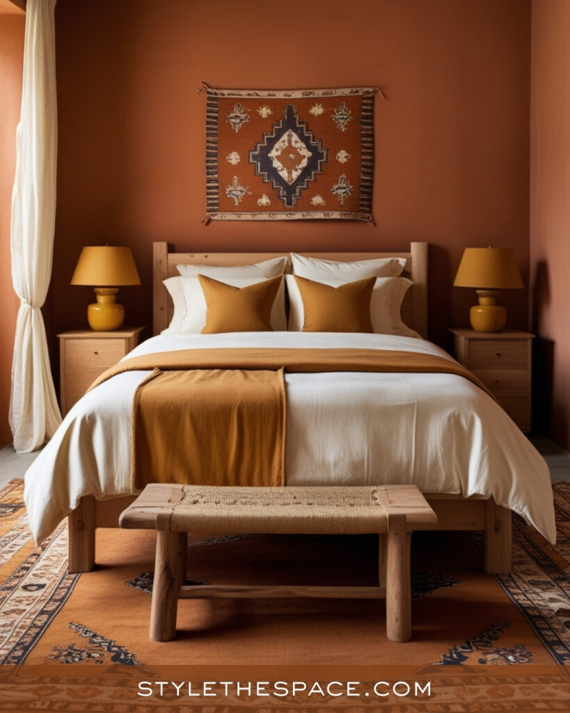 Warm Terracotta Bedroom with Earthy Rustic Style