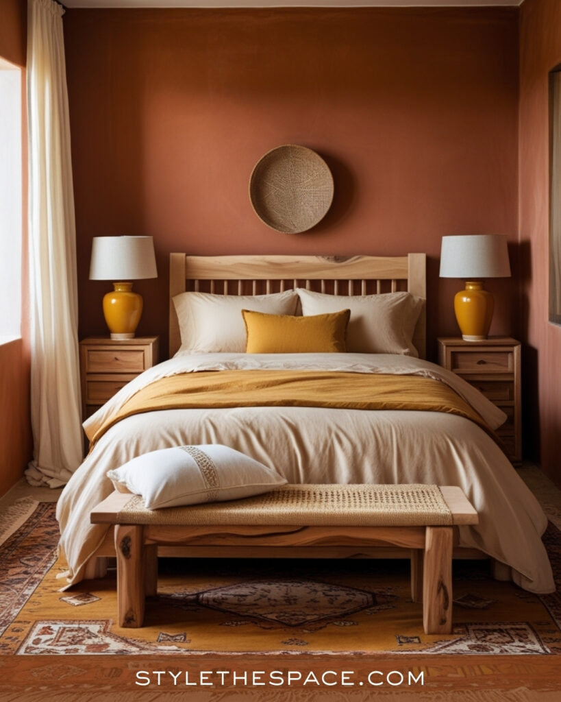 Warm Terracotta Bedroom with Earthy Rustic Style