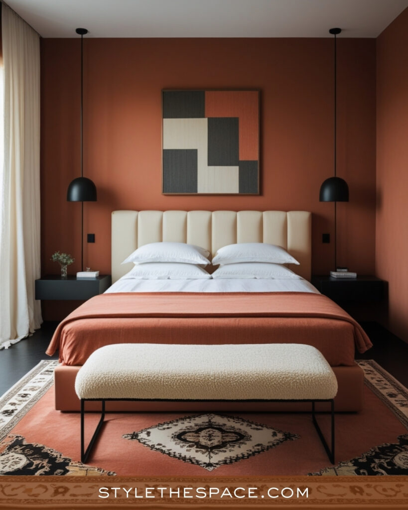 Modern Terracotta Bedroom with Clean Lines